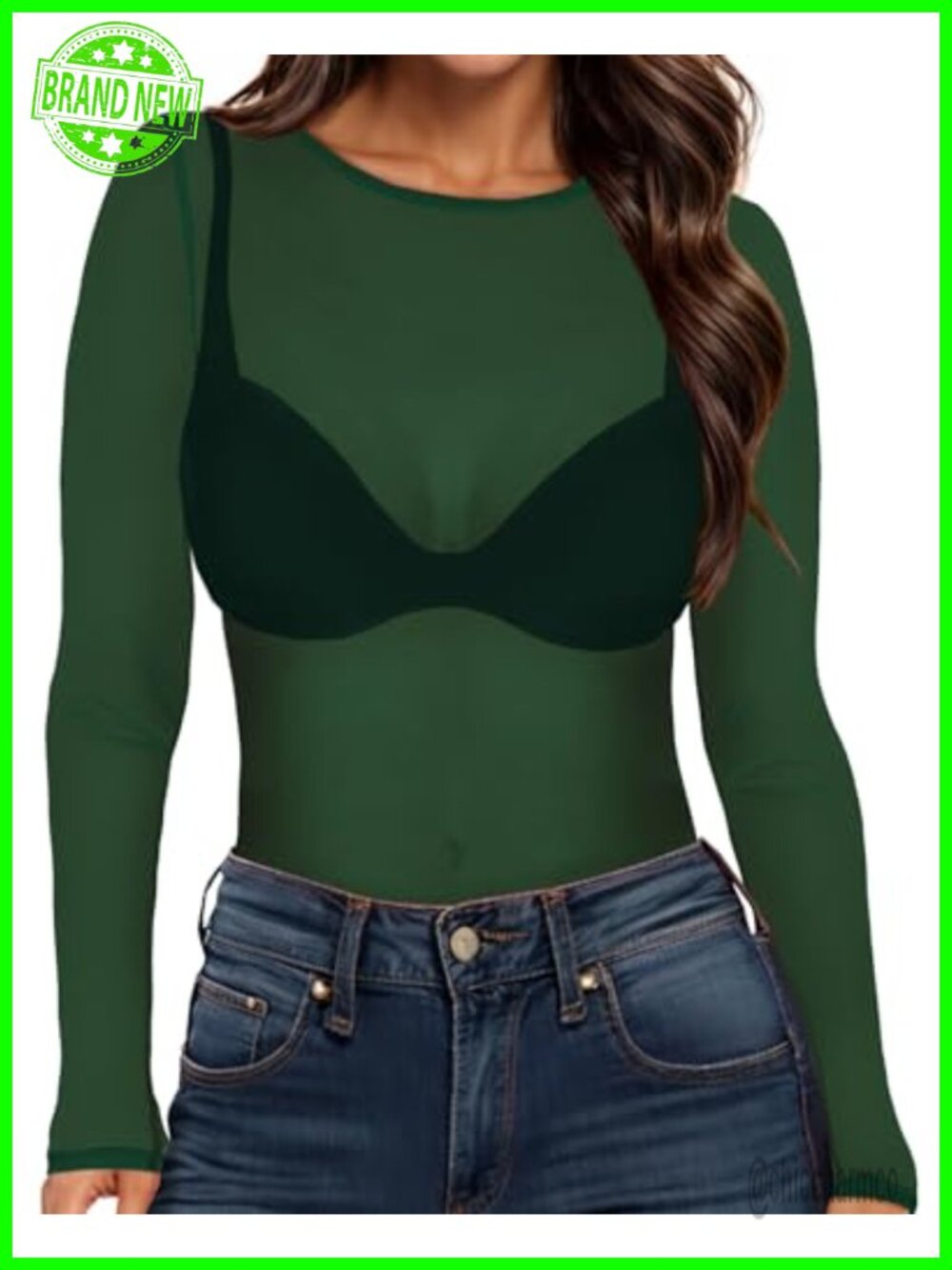 Women's Sheer Mesh Top Long Sleeve Bodycon See Through Blouse
